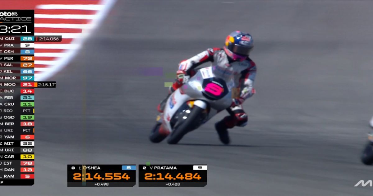 Veda Ega Pratama saat sesi Practice Moto3 Amerika 2026 di COTA,(MotoGP.com)