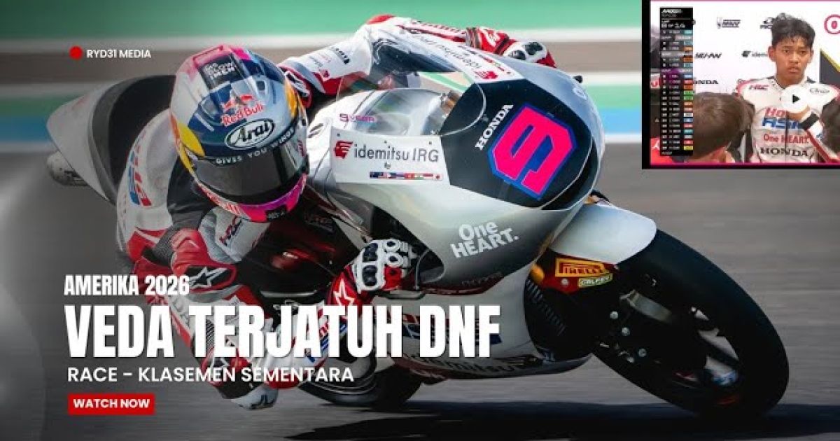 Nahas di COTA! Veda Ega Pratama Highside dan DNF di Moto3 Amerika 2026, Guido Pini Raih Kemenangan Perdana