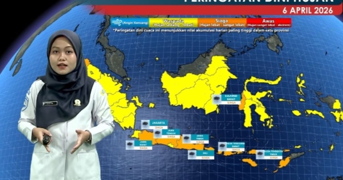 BMKG Rilis Peringatan Dini Jabodetabek 6-7 April: Kabupaten Bogor Berstatus Siaga (Foto: Peringatan Dini BMKG/Dok. BMKG)