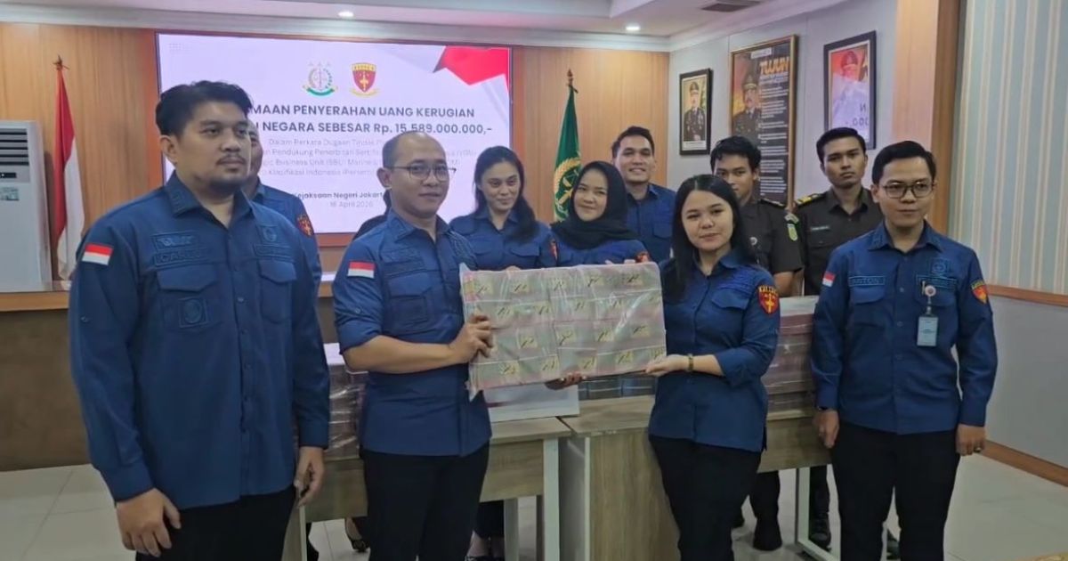 Kejaksaan Negeri Jakarta Utara menerima pengembalian kerugian keuangan negara senilai Rp 15,5 miliar dari PT Biro Klasifikasi Indonesia (Persero), Kamis (16/4/2026). [Foto: Jakarta Hype]