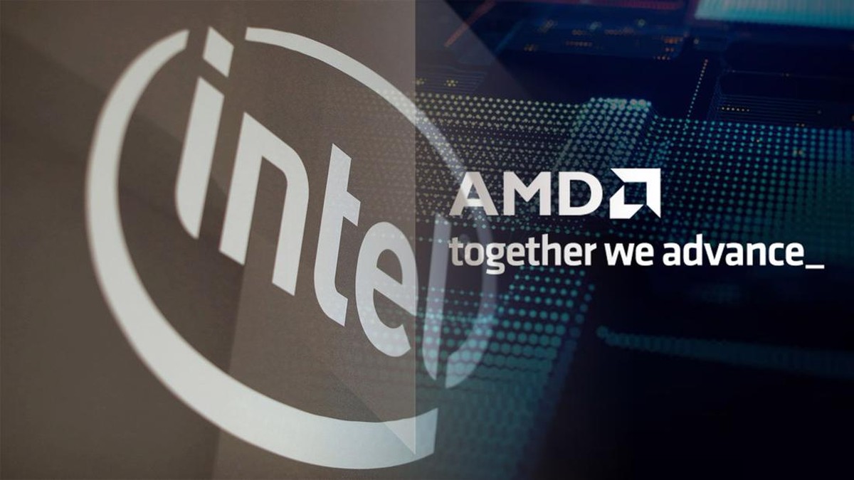Foto: Foto kolase logo intel dan AMD. (Dok. Reuters & AMD.com)