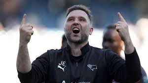 Image caption, Derby County boss John Eustace is in his first full season in charge of the club
