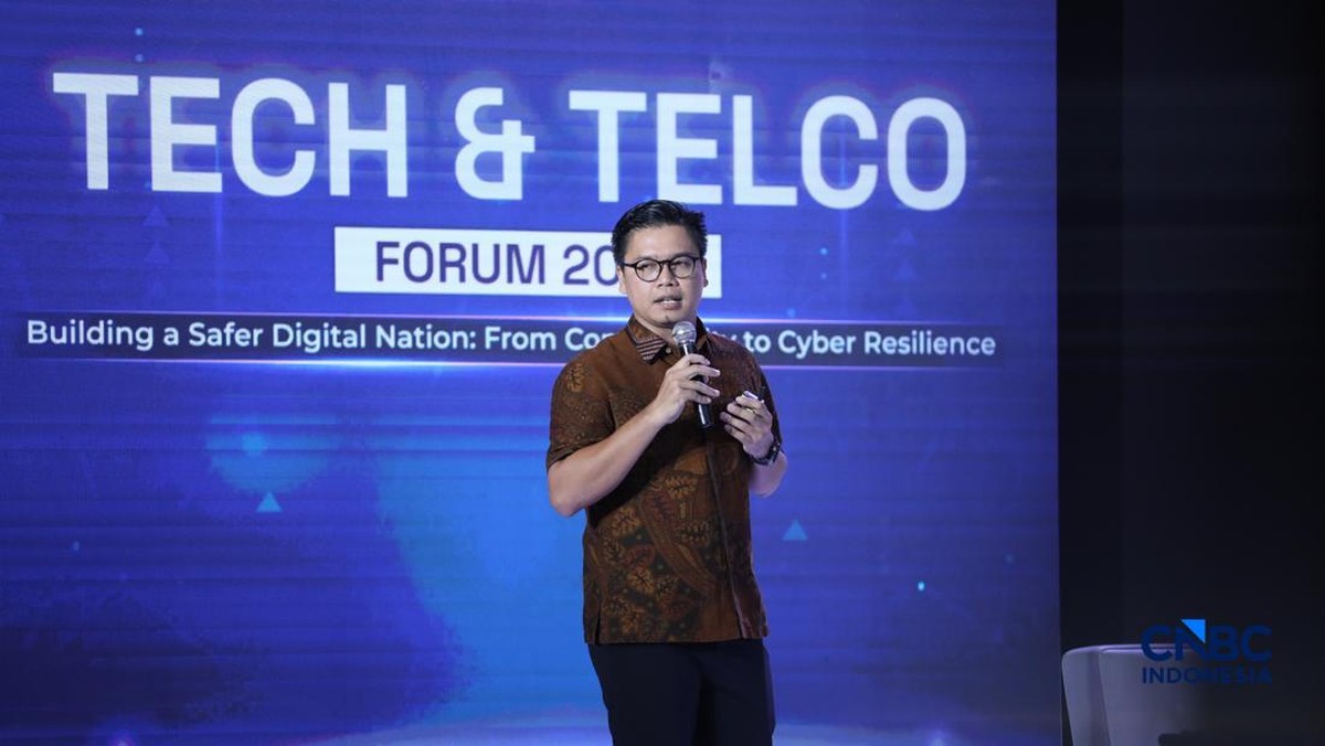 Foto: Commercial Lead AMD Indonesia, Brando Lubis saat menyampaikan pemaparan dalam Tech & Telco Forum 2026 di Jakarta, Rabu (6/5/2026). (CNBC Indonesia/Tri Susilo)