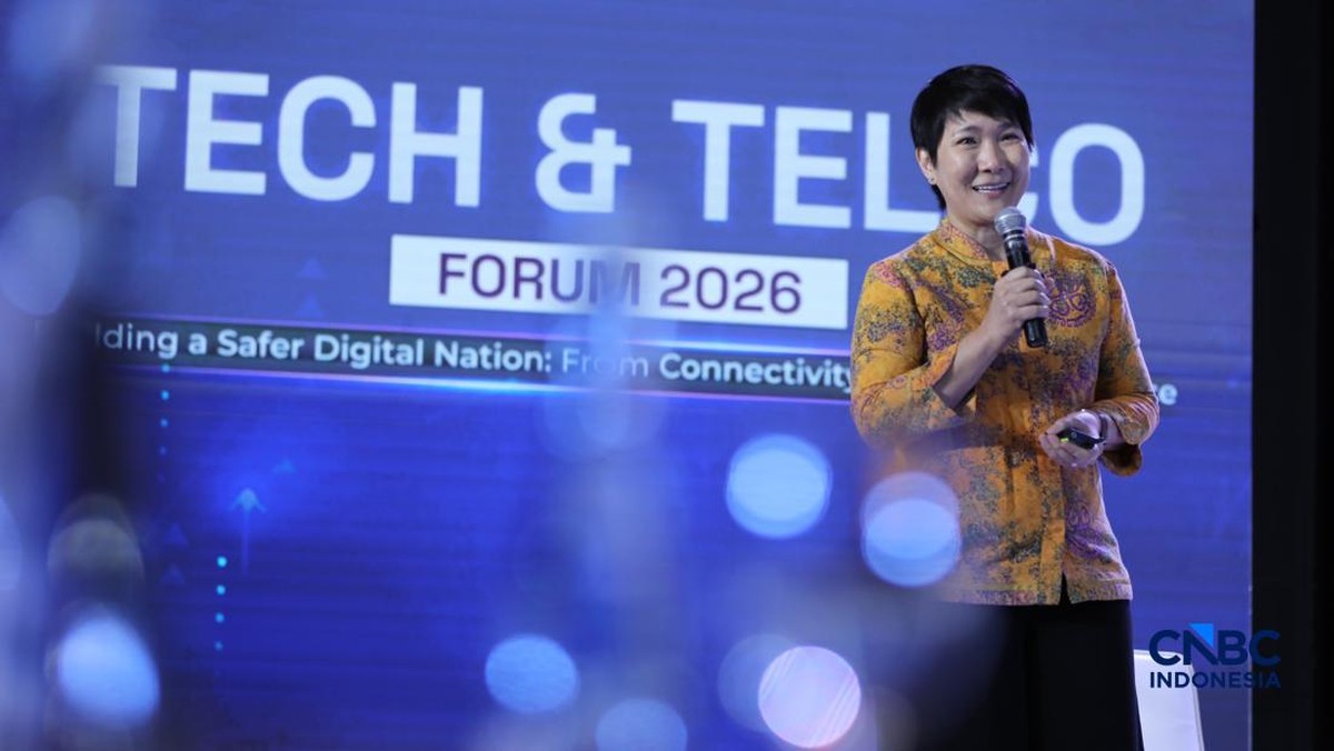 Foto: President Director PT Ingram Micro Indonesia, Mulia Dewi Karnadi saat menyampaikan pemaparan dalam Tech & Telco Forum 2026 di Jakarta, Rabu (6/5/2026). (CNBC Indonesia/Tri Susilo)