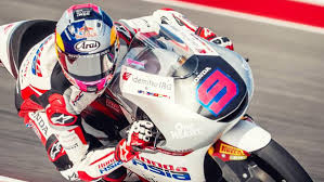 Veda Ega Pratama tertinggal dari Hakim Danish pada hari pertama Moto3 Prancis 2026. (Honda Team Asia)