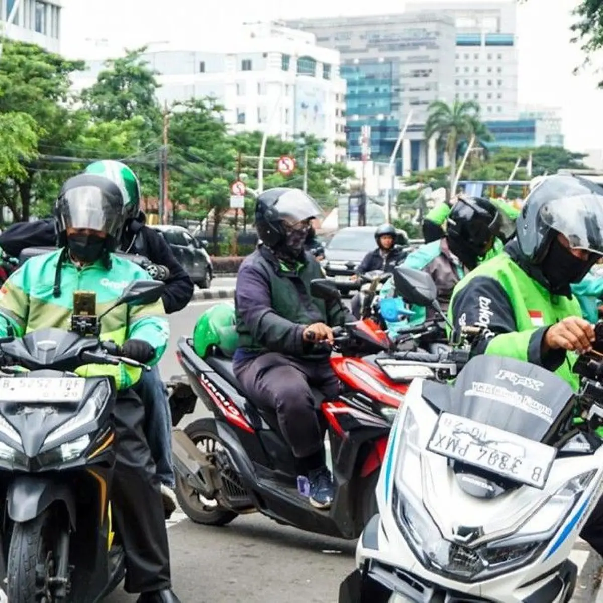 Driver ojol. Foto: Muhammad Firman Maulana/detikfoto
