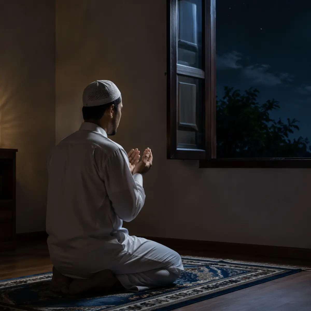 Doa setelah shalat tahajud lengkap dengan niat, tata cara dan keutamaan ibadah sunnah malam.(Ilustrasi dibuat AI)