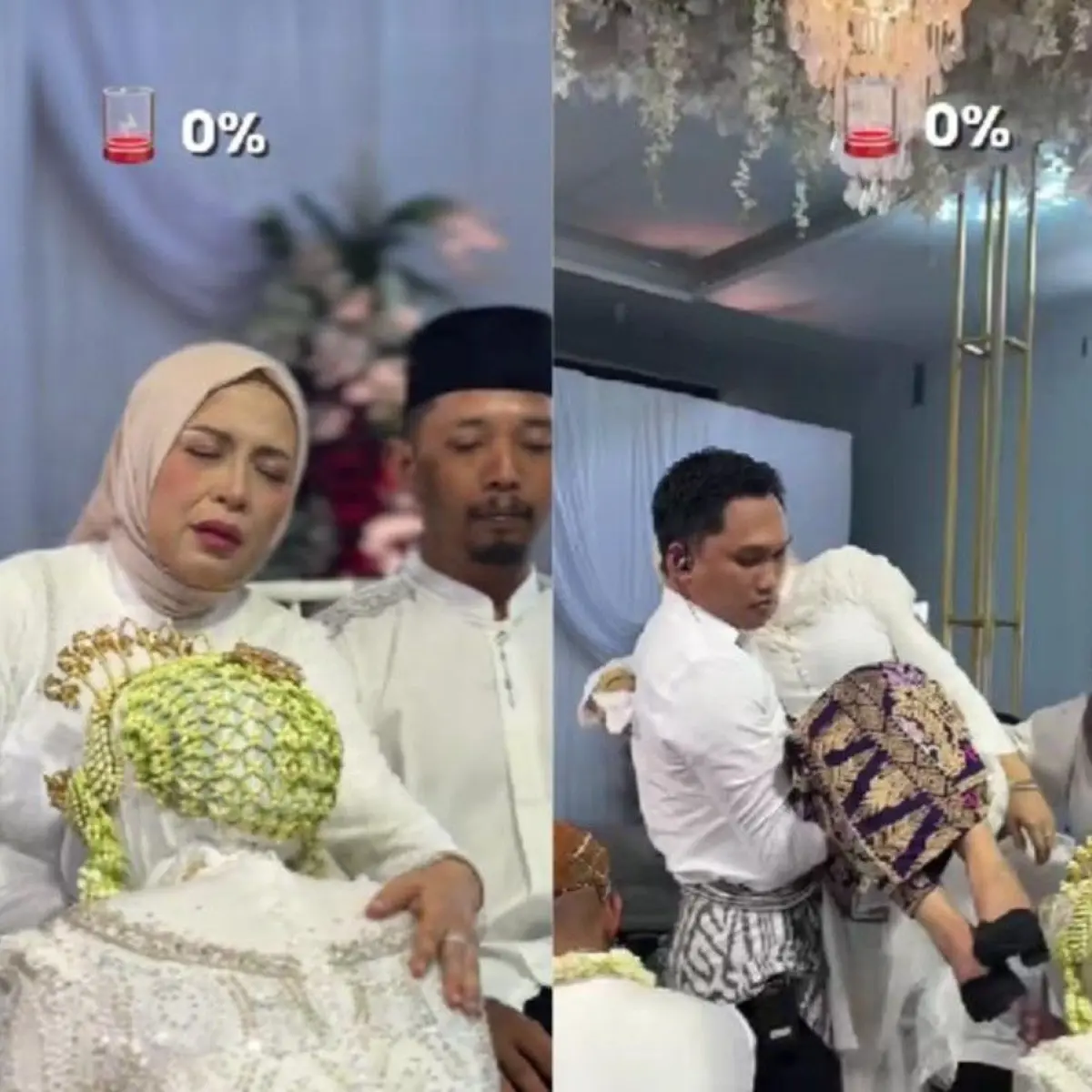 ibu pengantin pingsan saat sungkeman, namun setelah sadar ia langsung bikin tamu undangan heboh. Foto: Dok. TikTok @kisahkasih.planner.