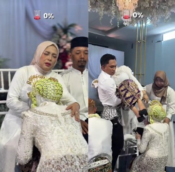 ibu pengantin pingsan saat sungkeman, namun setelah sadar ia langsung bikin tamu undangan heboh. Foto: Dok. TikTok @kisahkasih.planner.