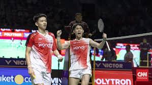 Raymond/Joaquin jadi salah satu wakil Indonesia di final Indonesia Open 2026. (CNN Indonesia/Adi Ibrahim)