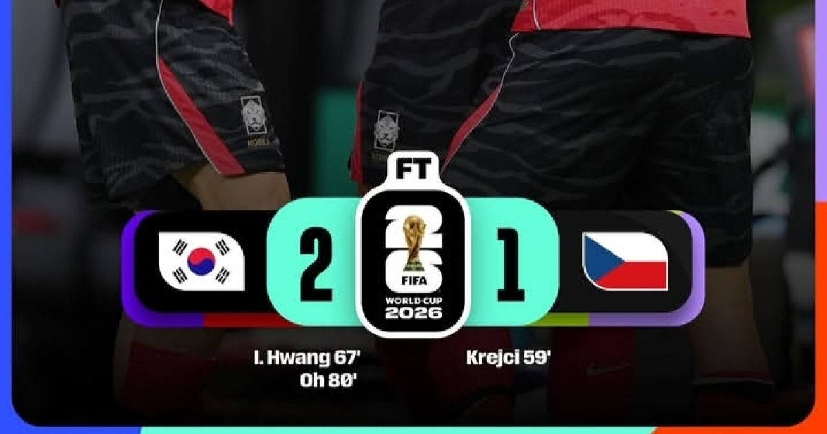 Korea Selatan Raih Kemenangan Dramatis atas Republik Ceko di Laga Perdana Piala Dunia 2026 (Foto: Hasil Laga Korea Selatan vs Ceko/FIFA)