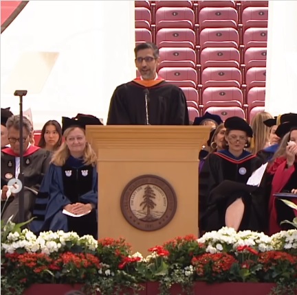 CEO Google and Alphabet, Sundar Pichai, menyapaikan pidato wisuda di Stanford University. DOK IG @stanford