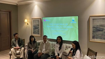 Konferensi pers wisata psikologi. (Muhammad Lugas Pribady/detikcom)