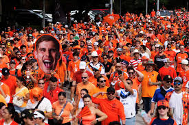 Thousands of fans take part in the iconic Oranje fan walk for Dutch supporters before the team’s match against Sweden in the FIFA World Cup in Houston, Saturday, June 20, 2026.Jason Fochtman/Staff photographer