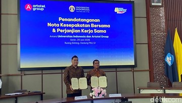 Penandatanganan MoU antara Artotel Group dengan Universitas Indonesia. (Muhammad Lugas Pribady/detikcom)