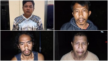 Tampang 4 pembunuh keji tapir di Lampung (dok. Istimewa/Polres Mesuji)