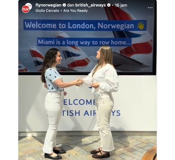 Foto: Instagram Norwegian dan British Airways