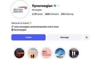 Kalah taruhan, maskapai Norwegian ganti logo jadi British Airways (dok. Instagram)