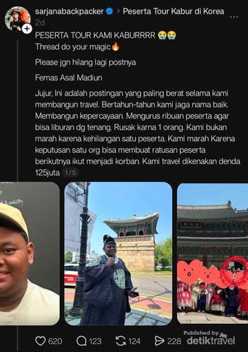 Kasus peserta tur kabur (tangkapan layar akun Threads sarjanabackpacker)