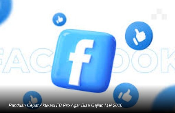 Ilustrasi tampilan dashboard Facebook Professional Mode di smartphone yang menunjukkan metrik performa konten dan notifikasi potensi pembayaran.
