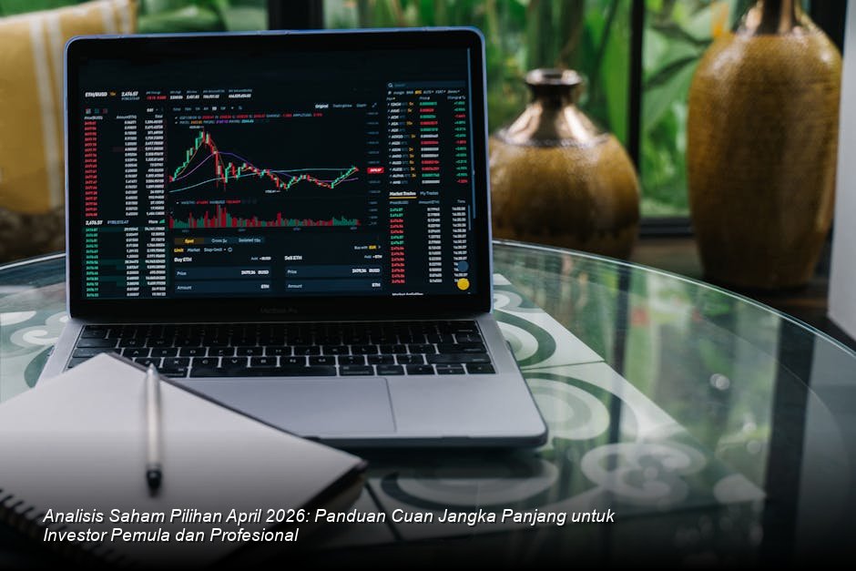 Visualisasi modern dari grafik *candle-stick* bursa saham yang menunjukkan tren kenaikan berwarna hijau cerah di atas latar belakang biru gelap.