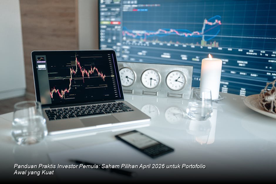 Tampilan modern grafik candlestick berwarna hijau yang menanjak tajam di layar monitor bursa saham.